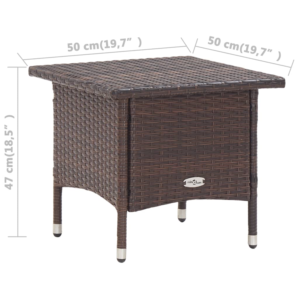 Outdoor Table | Brown | PE Rattan, Powder-Coated Steel | Small | Durable