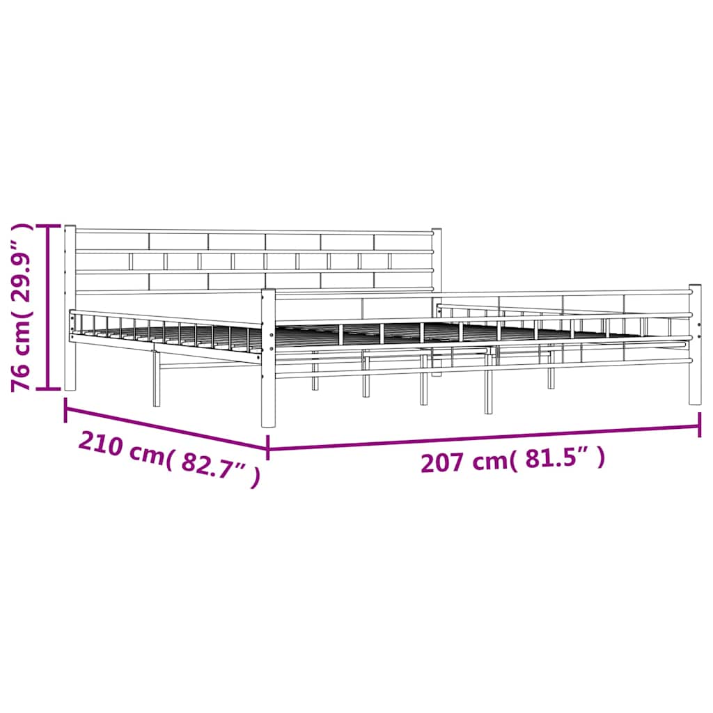 285301 vidaXL Bed Frame White Metal 200x200 cm