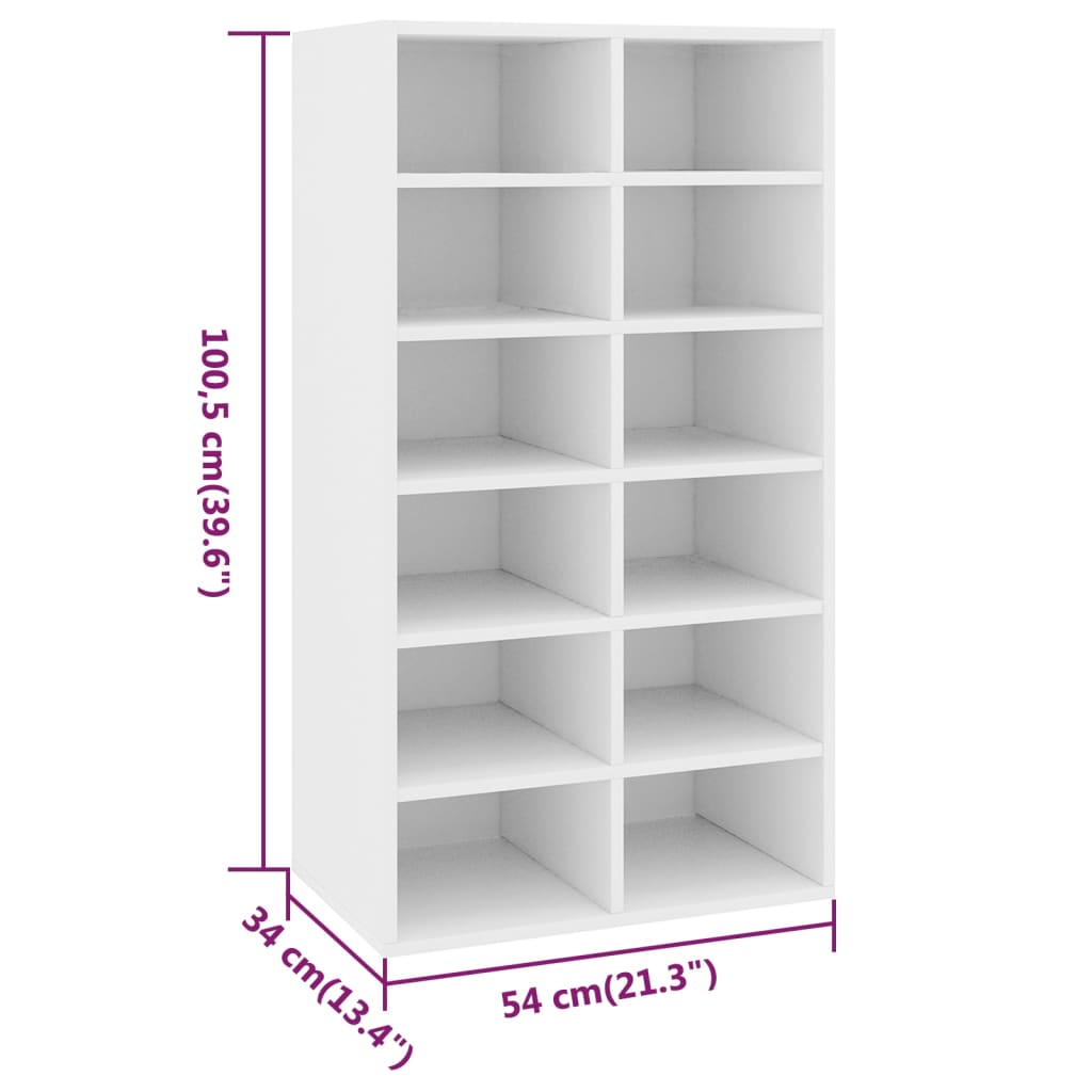 Shoe Rack | White | Engineered wood | Approx. 54x34x100.5 cm | Shoe Rack