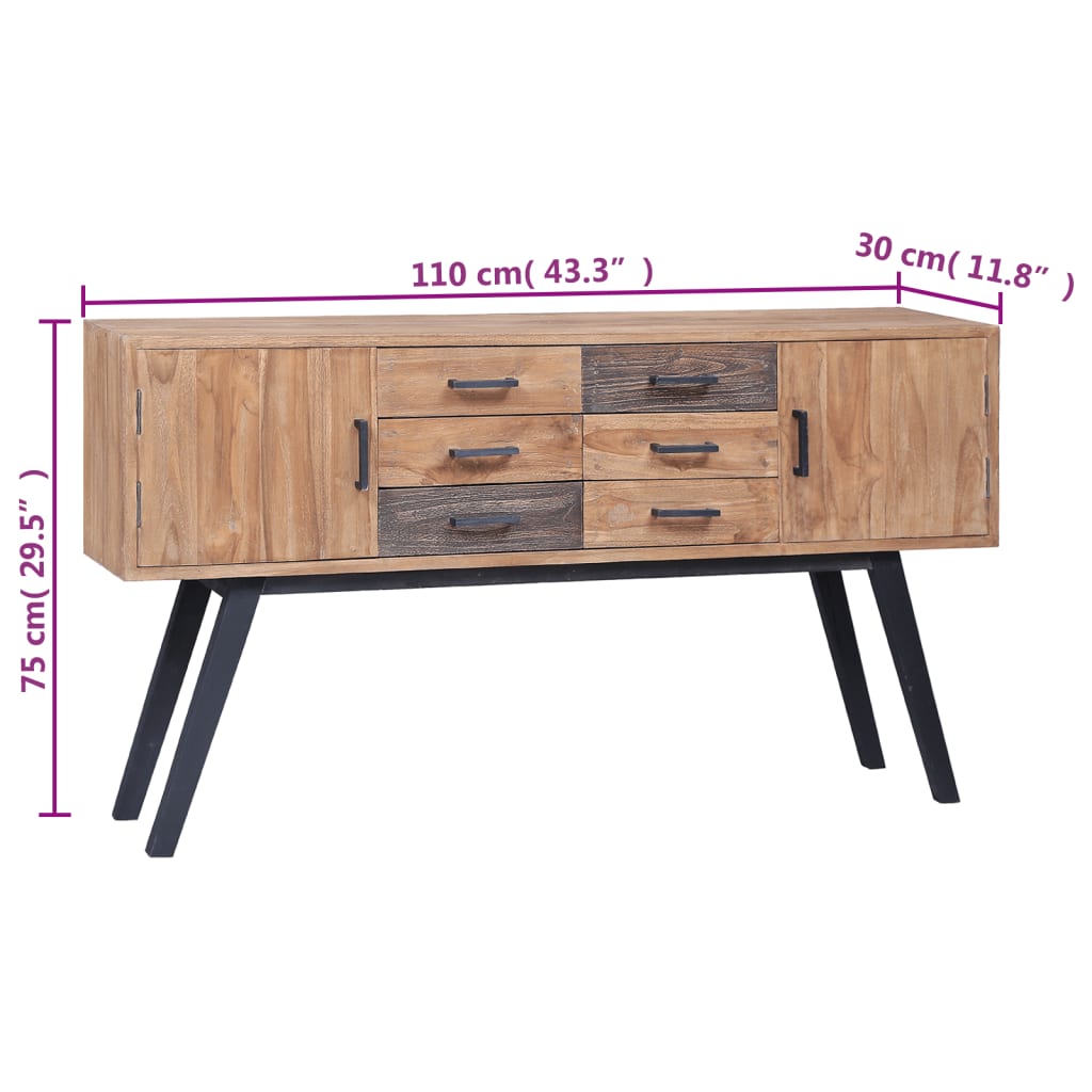 Side Cabinet 110x30x75 cm Solid Teak