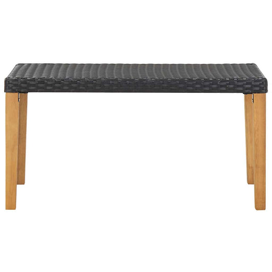 Garden Bench 120 cm Black Poly Rattan and Solid Acacia Wood