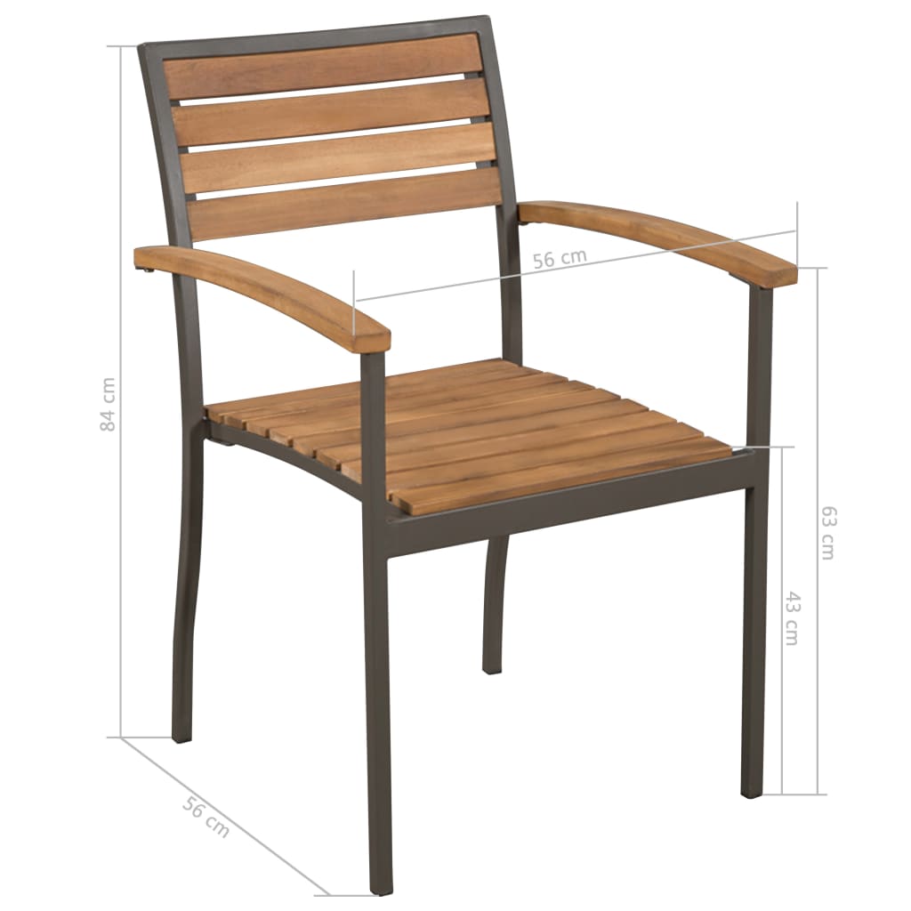 9 Piece Patio Dining Set Solid Acacia Wood and Steel