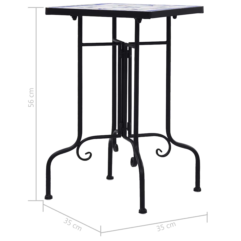 Side Table | Blue and White | Iron and Ceramic | Small | Durable