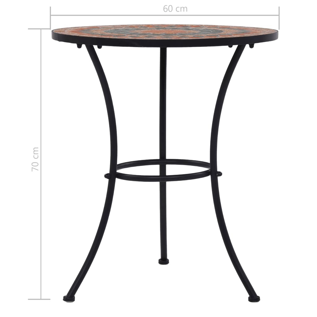 Table | Orange and Grey | Ceramic top and Powder-coated iron frame