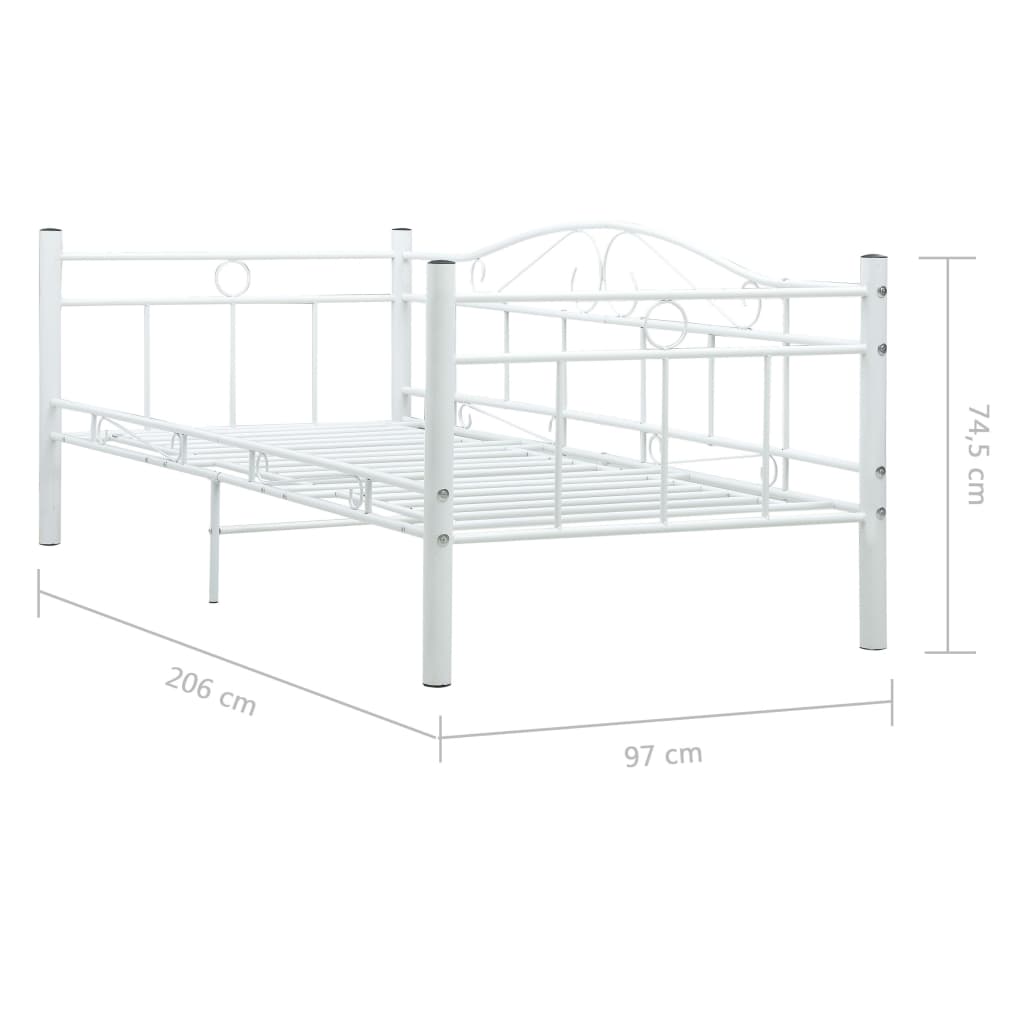Day Bed Frame | White | Metal | Single | Durable | Day Bed Frame