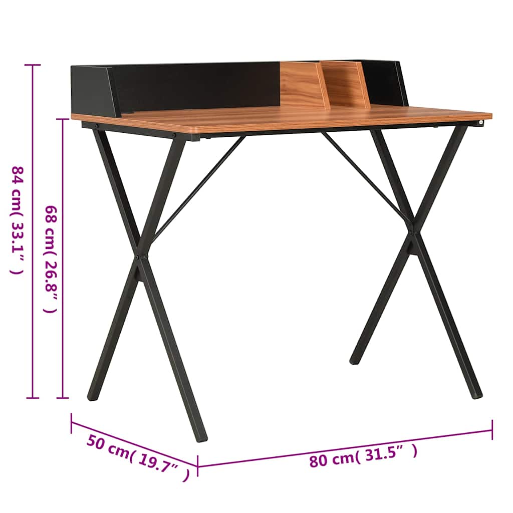 Desk | Black and Brown | Engineered Wood and Powder-Coated Steel