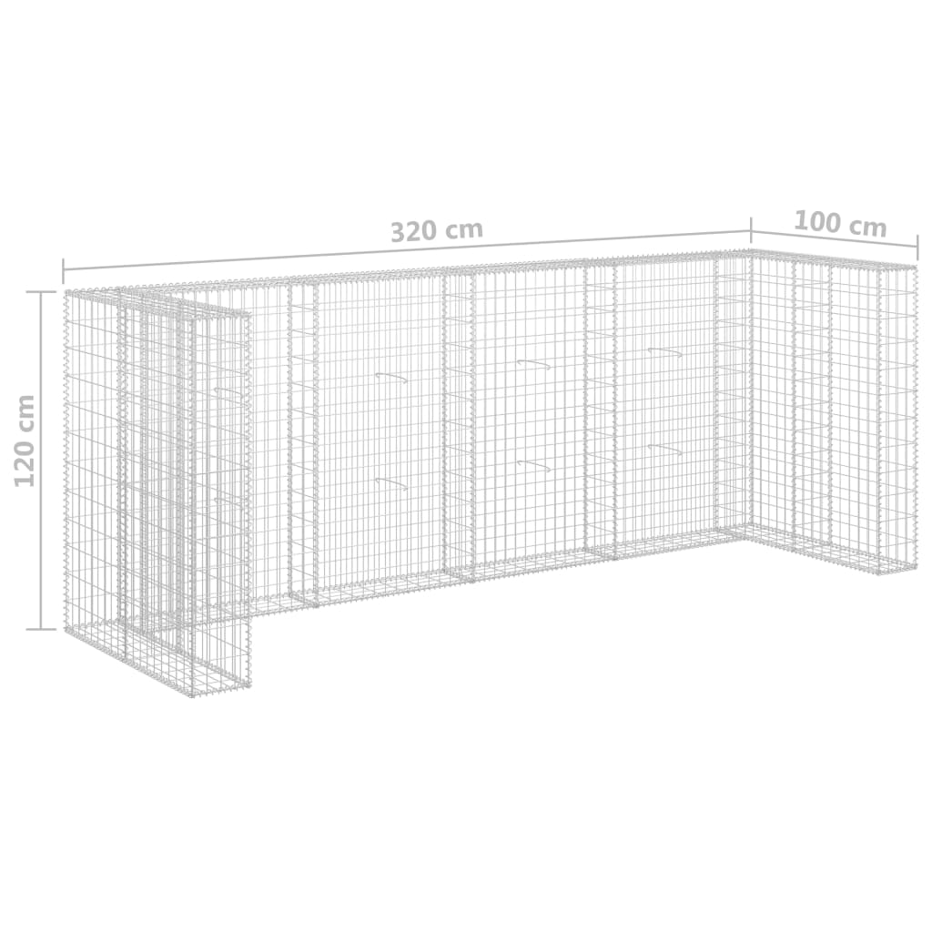 Gabion Wall for Garbage Bins Galvanized Steel 126"x39.4"x47.2"