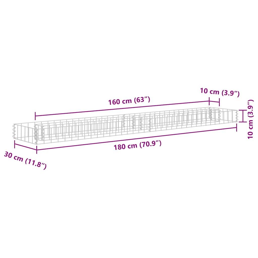 Gabion Raised Bed | Silver | Galvanised steel | Large