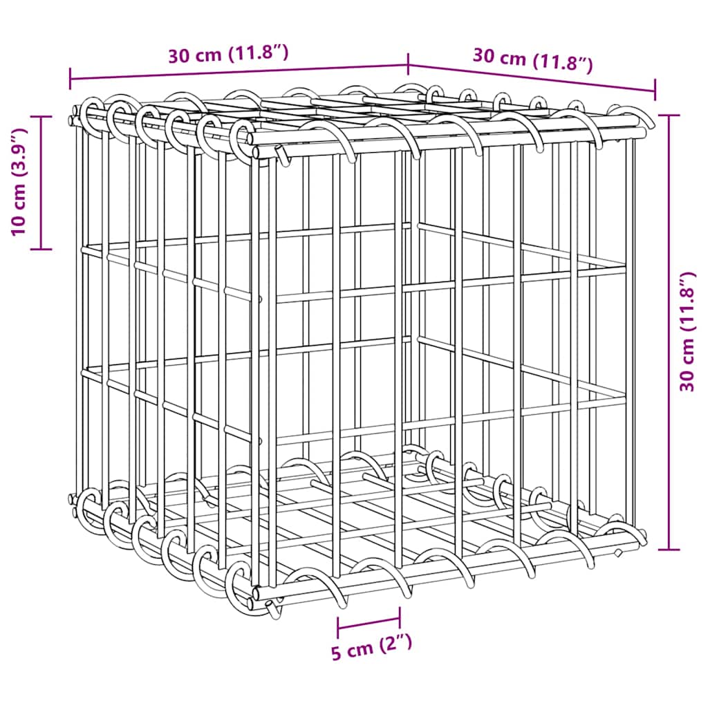 Gabion Raised Bed | Silver | Steel wire | 30x30x30 cm | Durable
