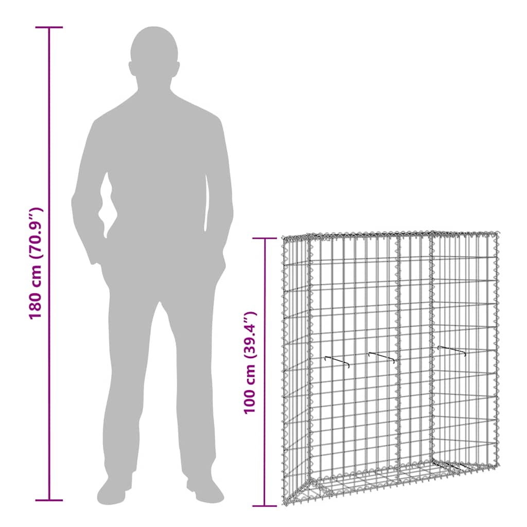 Gabion Raised Bed Silver Galvanized Steel 39.4 x 7.9 x 39.4 in