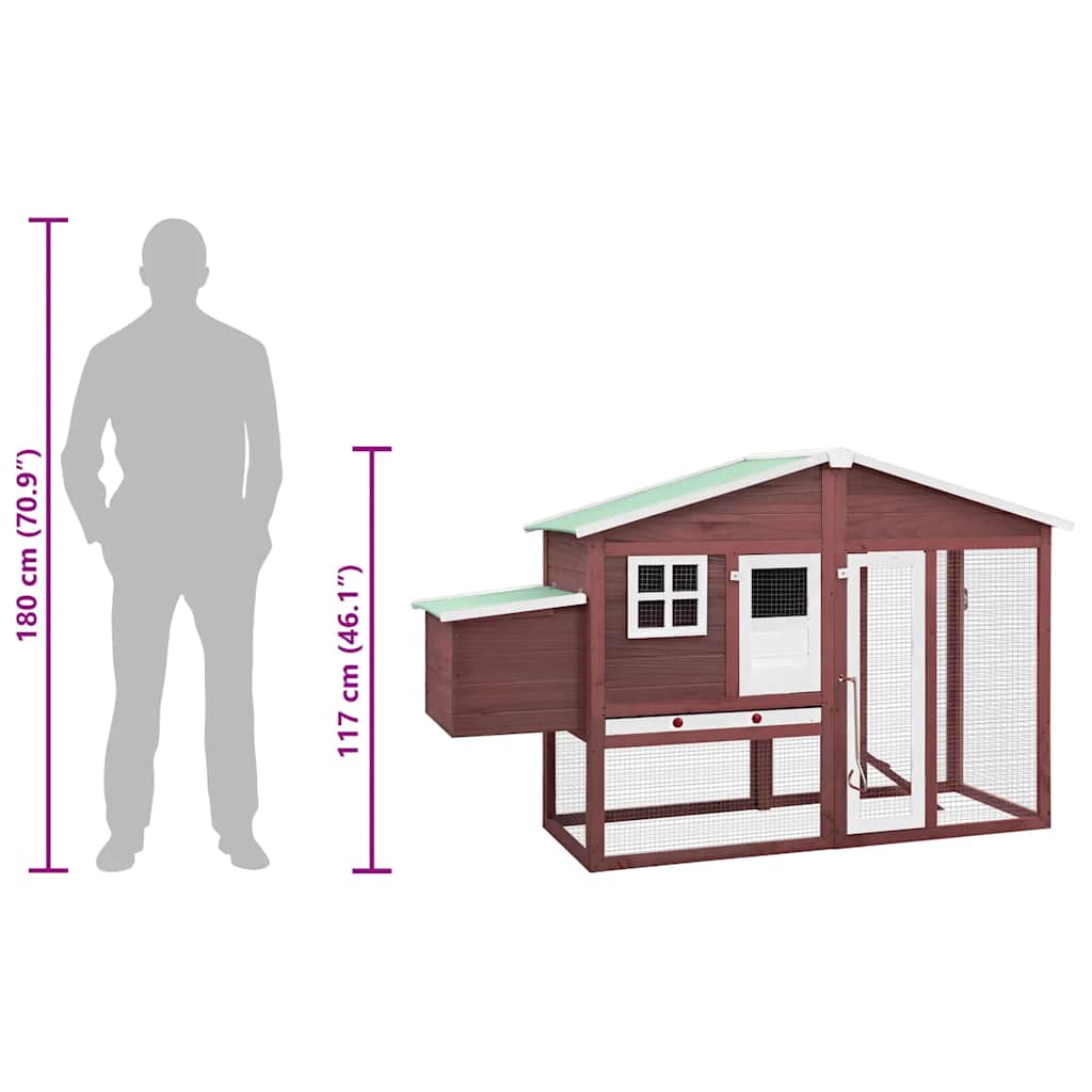 Chicken Coop | Mocha and White | Solid Fir Wood | Large | Pull-Out