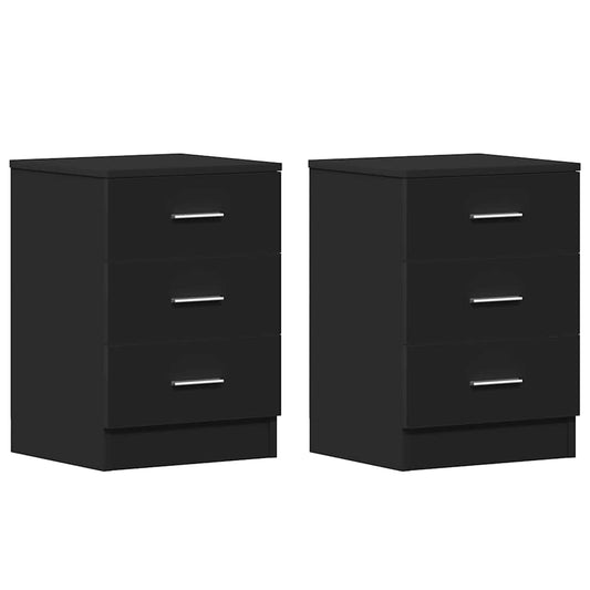 Bedside Cabinet | Set of 2 | Black | Engineered wood | Medium