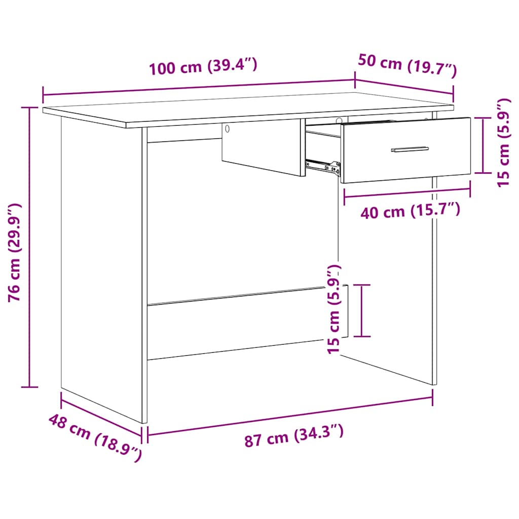 Desk | Sonoma oak | Engineered wood | Compact | Corner Desk | Rectangular