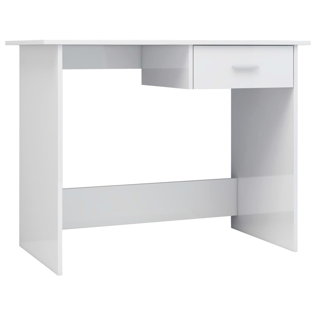 Desk High Gloss White 100x50x76 cm Engineered Wood