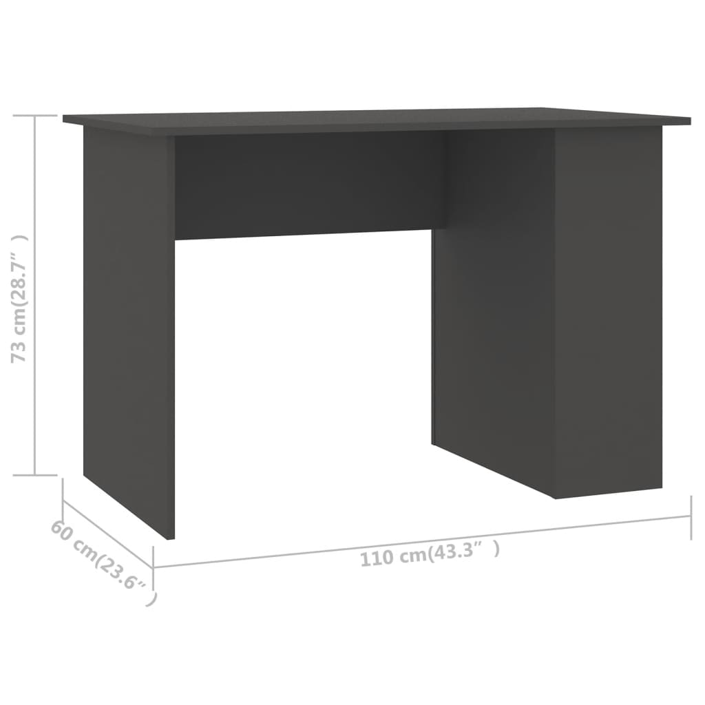800578 vidaXL Desk Grey 110x60x73 cm Engineered Wood