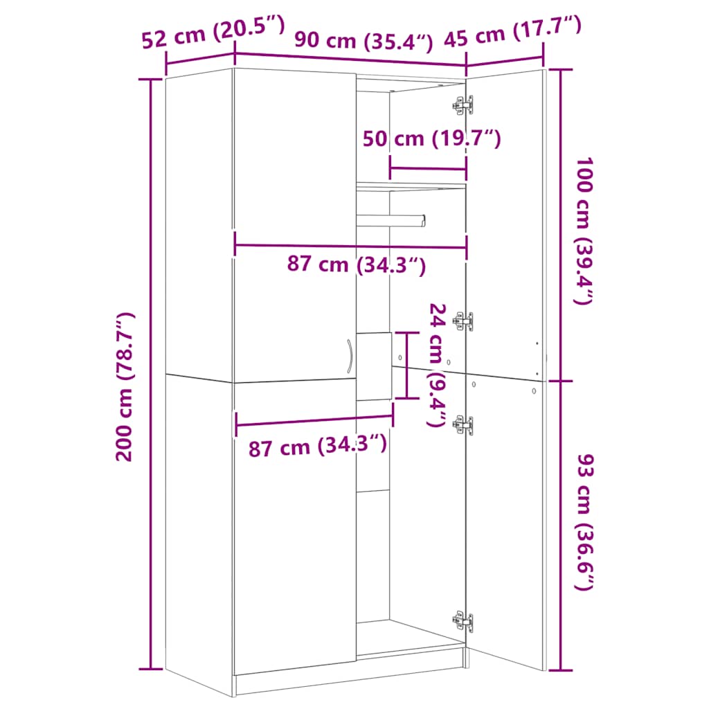 Wardrobe | Sonoma Oak | Engineered Wood | Compact | Wardrobe