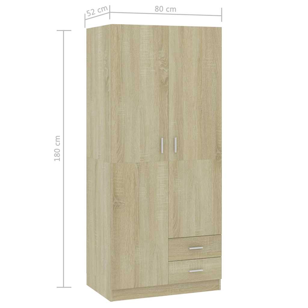 Wardrobe | Sonoma oak | Engineered wood | Compact | Wardrobe