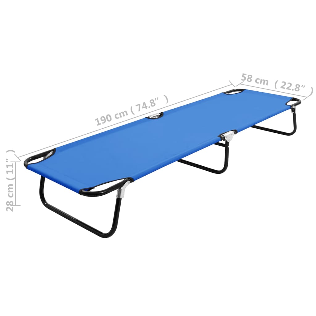 Sun Lounger Blue Steel frame and polyester fabric Standard Size
