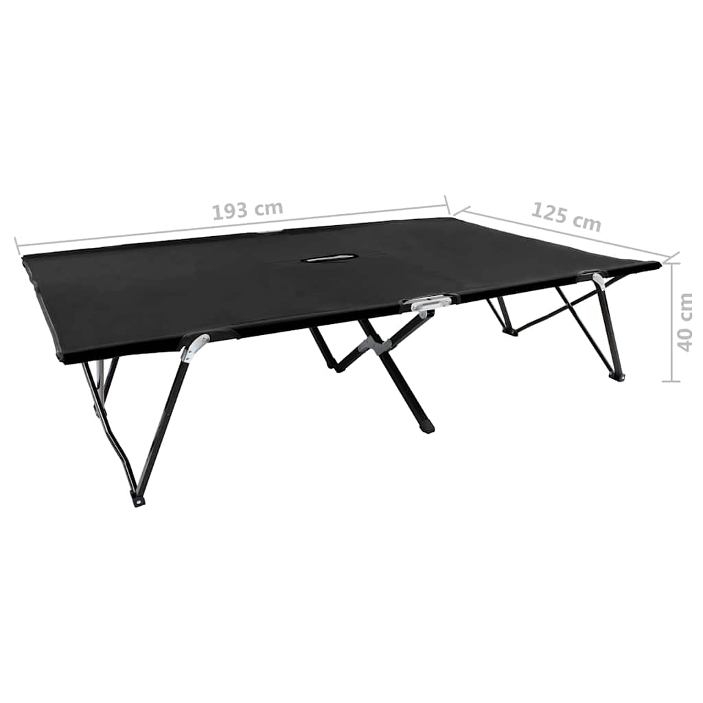 vidaXL Sun Lounger Black Steel frame Double Foldable Sun Lounger