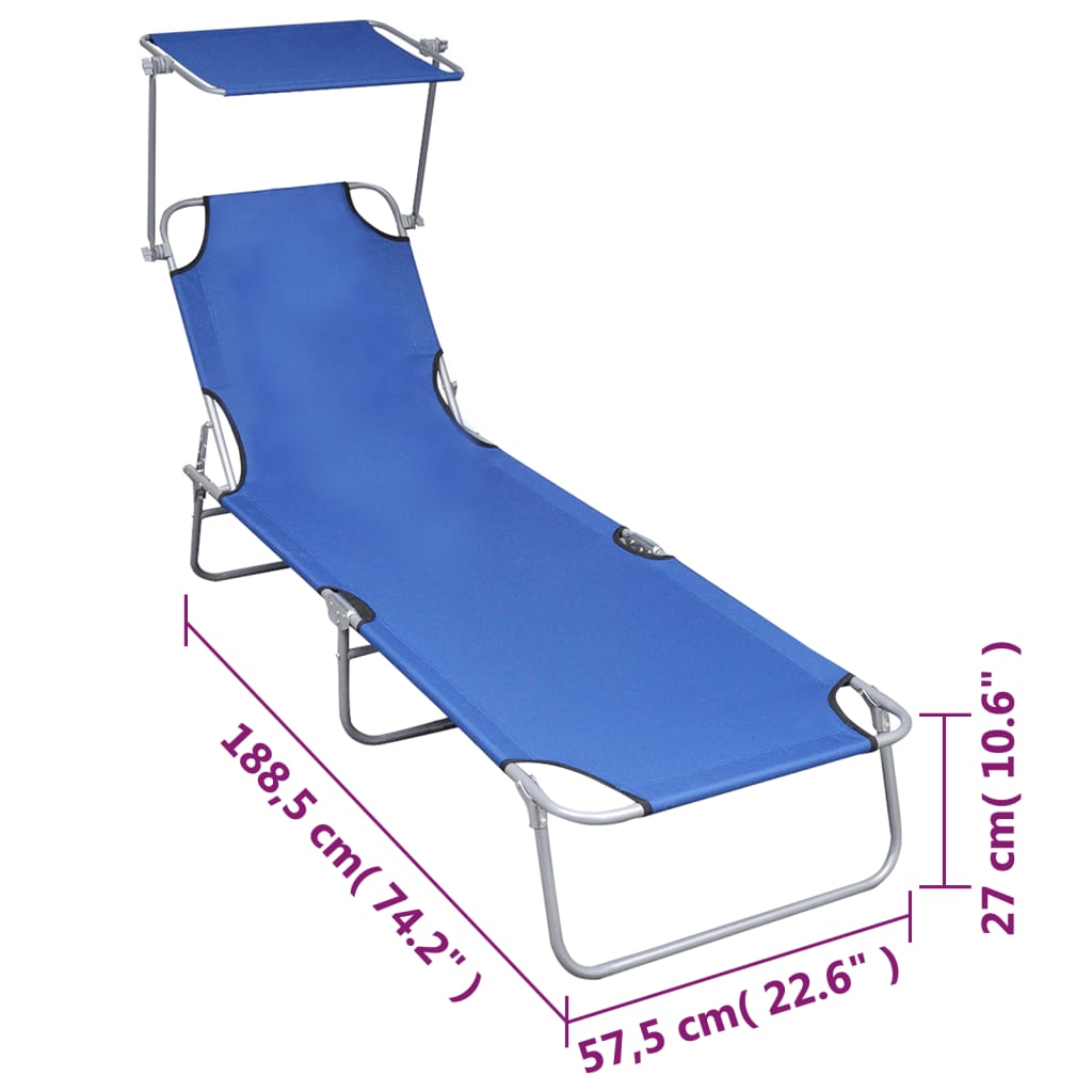 Sunlounger Blue Powder-coated aluminum Standard Foldable