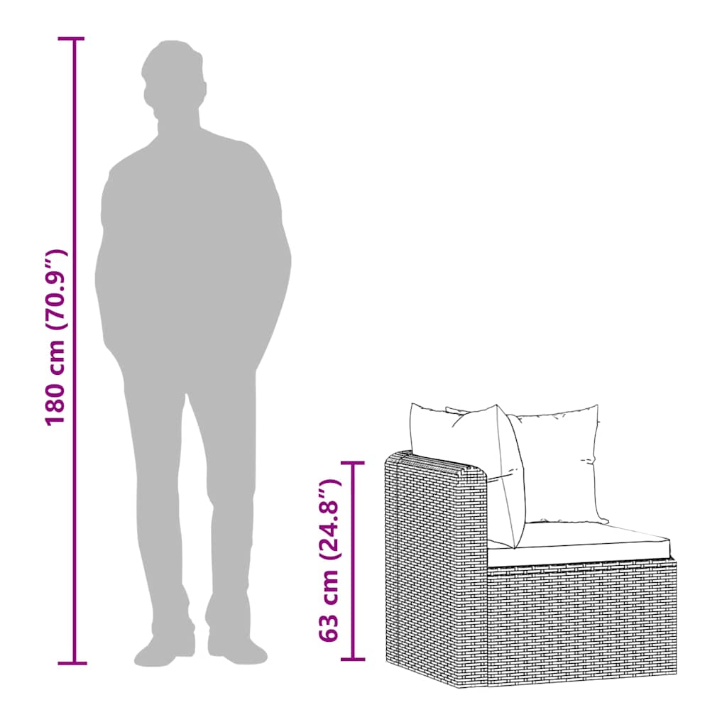 3 Piece Patio Sofa Set with Cushions Poly Rattan Black