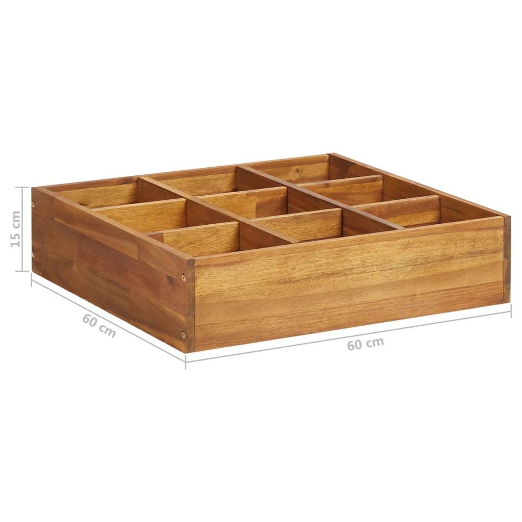 Garden Raised Bed | Natural wood | Solid acacia wood | 60x60x15 cm