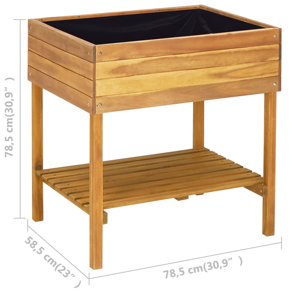 Garden Planter | Natural wood | Solid acacia wood with PVC