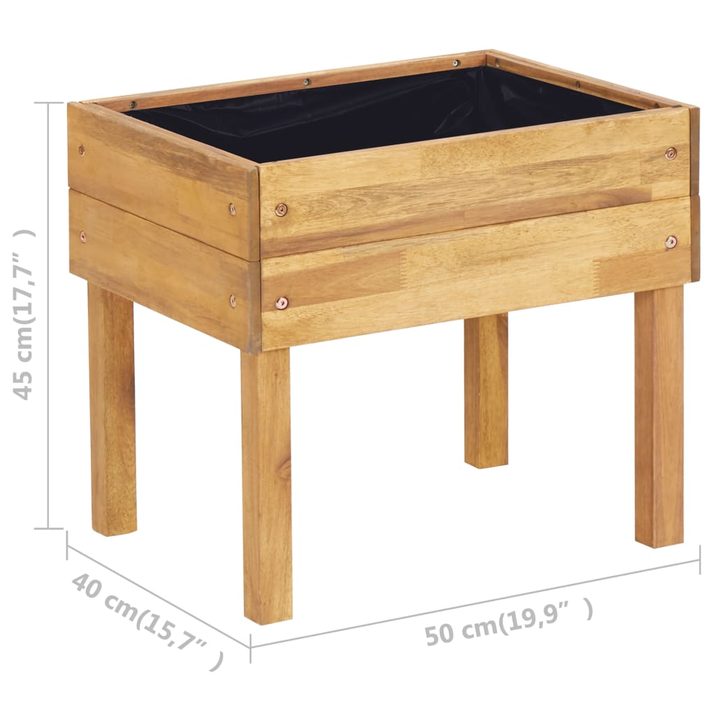 Garden Planter | Natural wood colour | Solid Acacia wood with PVC foil