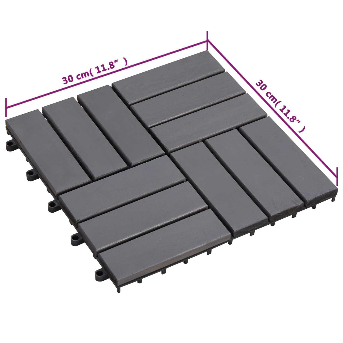 Decking Tile 10 pcs Grey 30 x 30 cm Acacia Hardwood