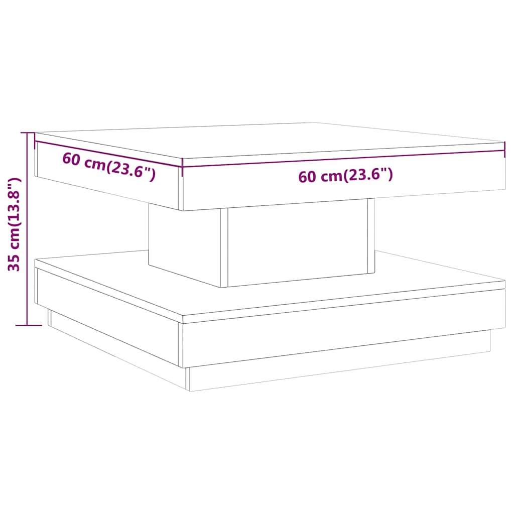 Coffee Table | Grey | MDF with veneer | 60x60x35 cm | Decorative Inlays