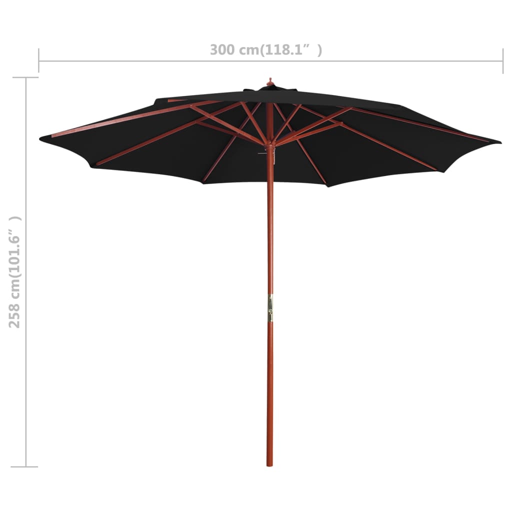 Garden Parasol | Black | Polyester | Large | Collapsible | Garden Parasol