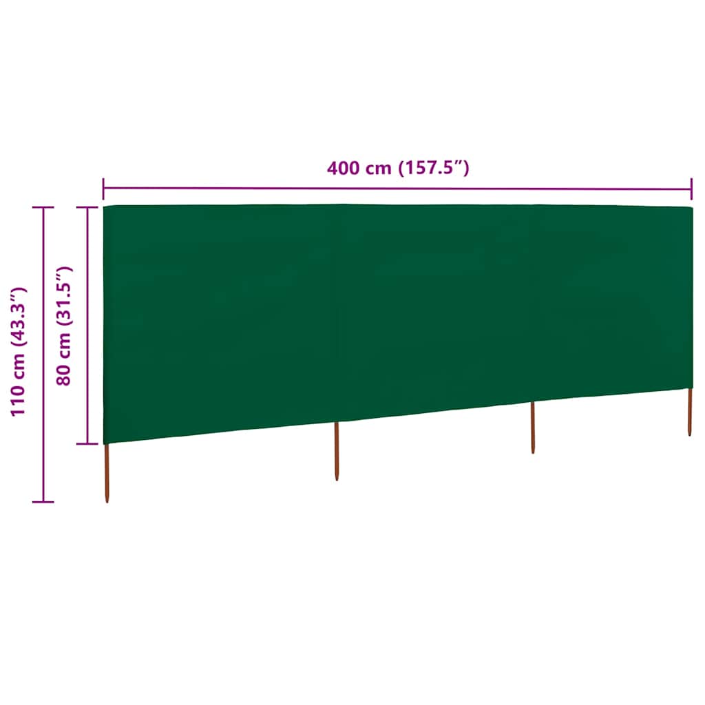 Wind Screen | Green | Non-woven fabric (100% polyester), wood | 400x80 cm