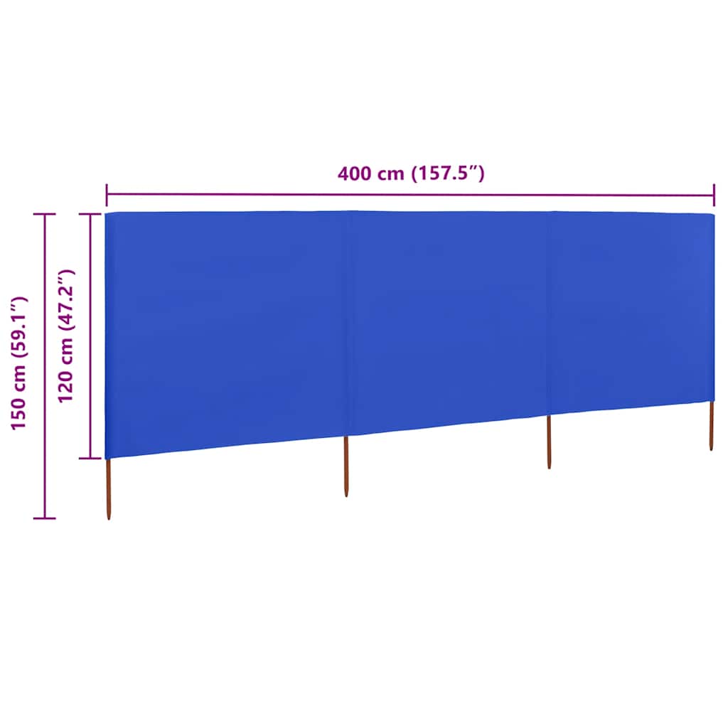 Wind Screen | Azure Blue | Non-woven fabric, Wood | 400x120 cm