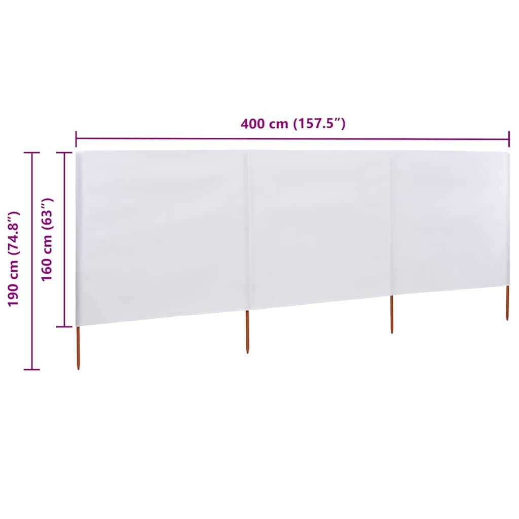 Wind Screen | Sand White | Non-woven fabric | 400 x 160 cm | Collapsible