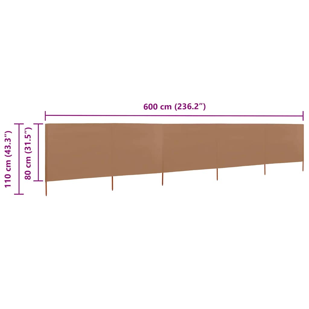 Wind Screen | Taupe | Non-woven fabric, wood | 600 x 80 cm | Collapsible