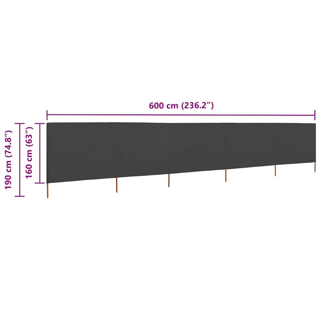 Wind Screen | Anthracite | Non-woven fabric, Wood | 600x160 cm