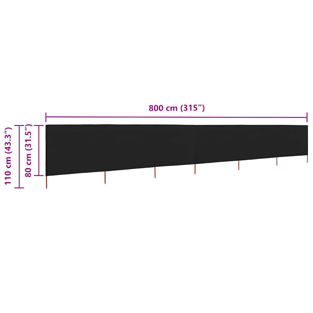 Wind Screen | Black | Non-woven fabric, wood | Large | Foldable