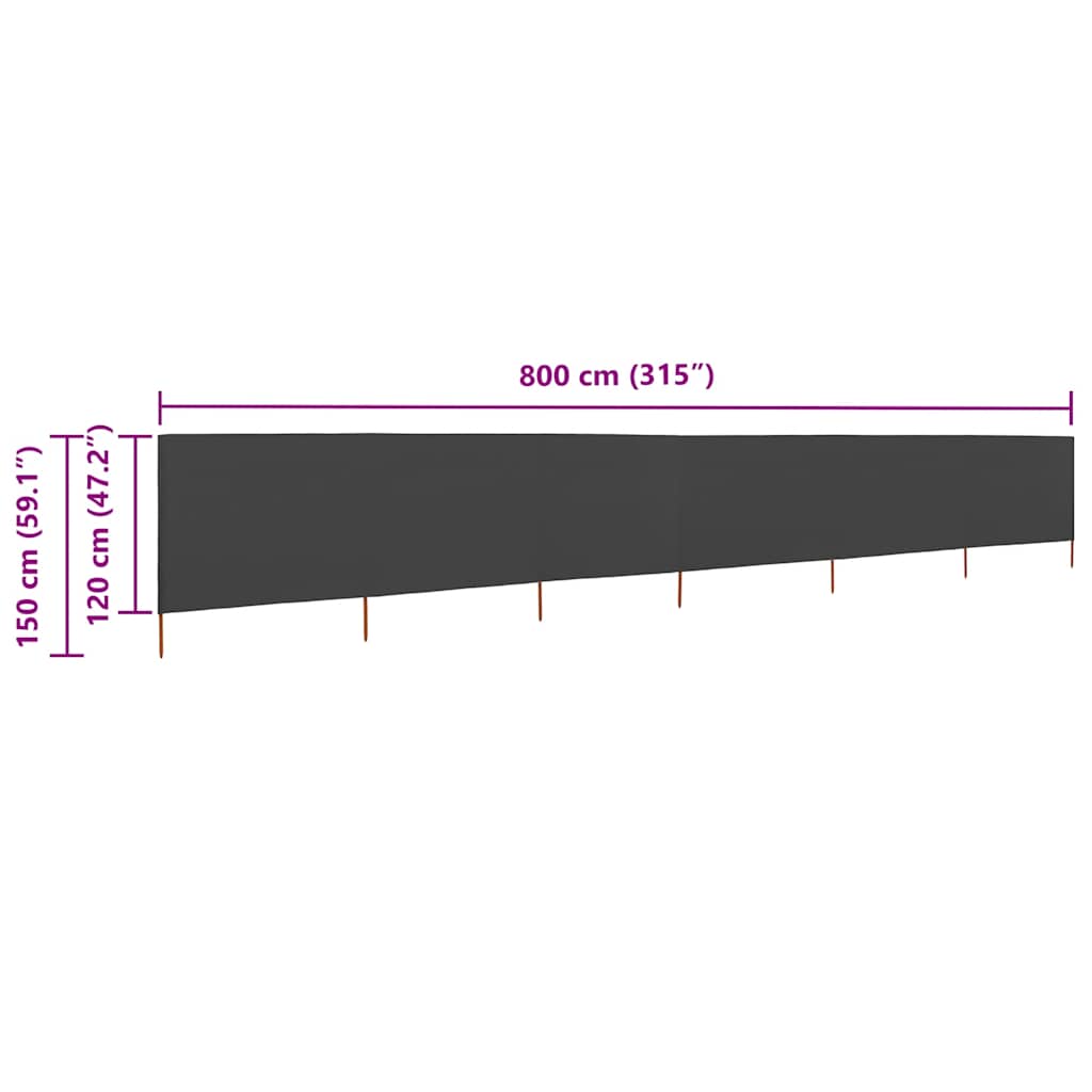 Wind Screen | Anthracite | Non-woven fabric | 800x120 cm | Foldable