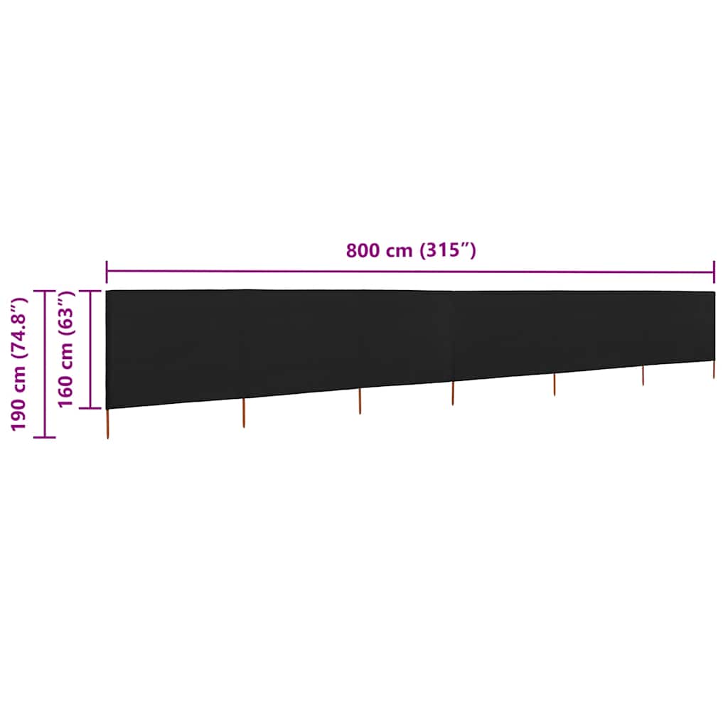 Wind Screen | Black | Non-woven fabric, wood | 800x160 cm | Foldable