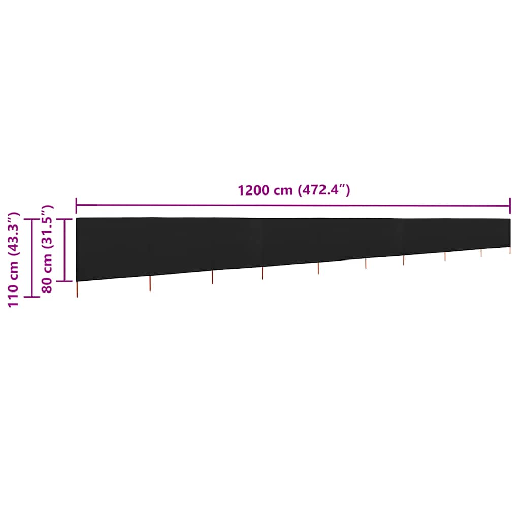 Wind Screen | Black | Non-woven fabric, wood | 1200 cm length