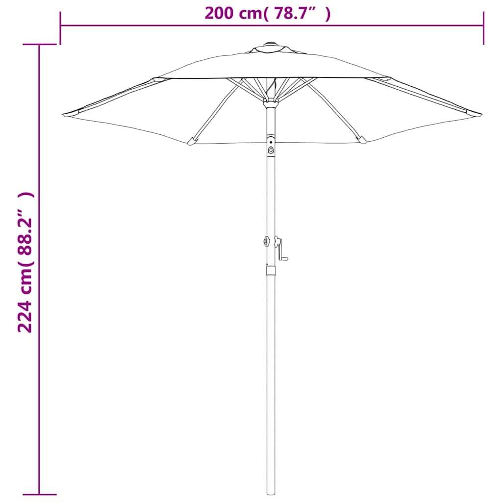 Garden Parasol Black 78.7"x88.2" Aluminum