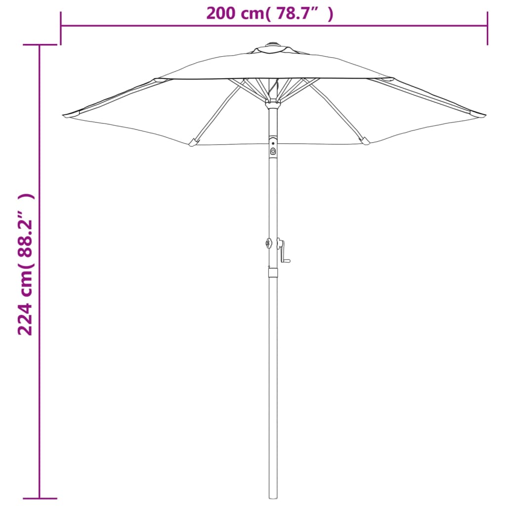 Garden Parasol | Blue and Dark Grey | Polyester, Aluminium | Medium
