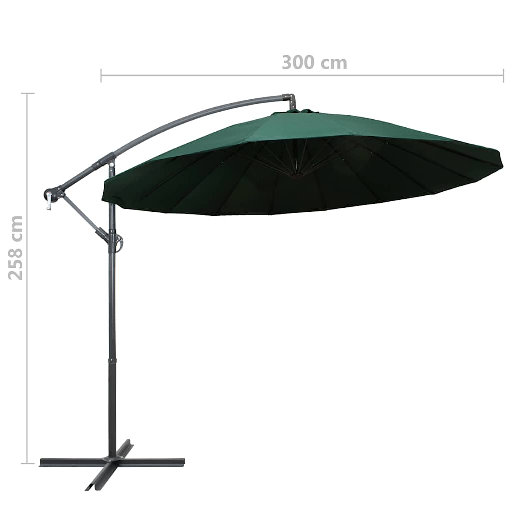 Hanging Garden Parasol Green 3 m Aluminium Pole