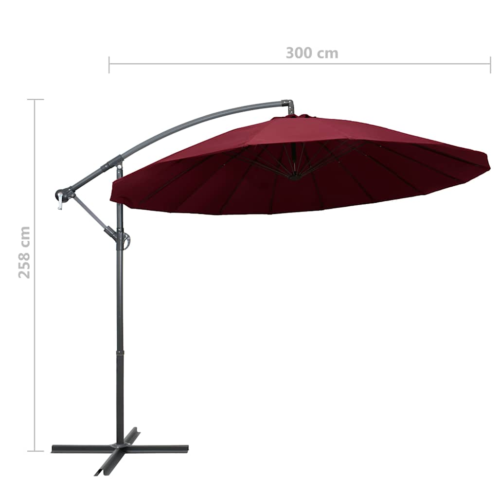 Hanging Garden Parasol Burgundy 3 m Aluminium Pole