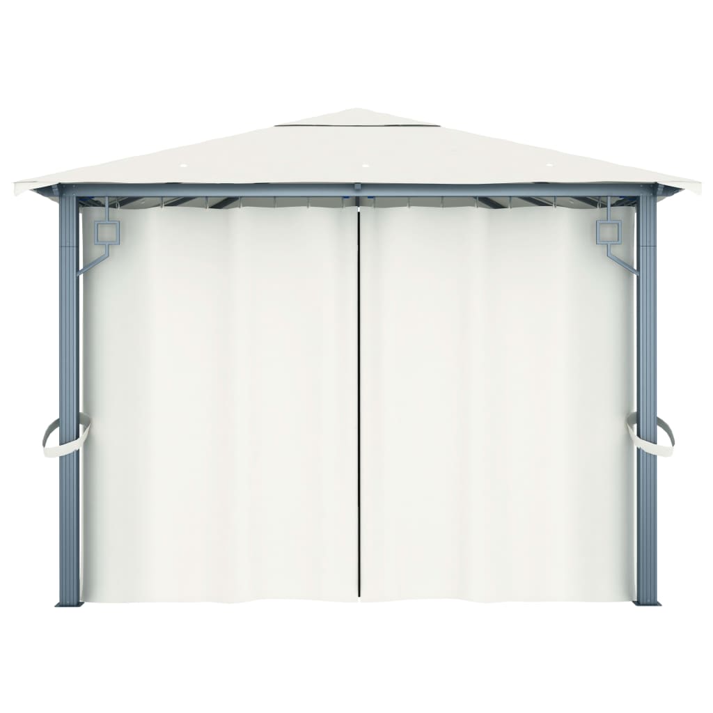 Gazebo with Curtain 400 x 300 cm Cream Aluminium