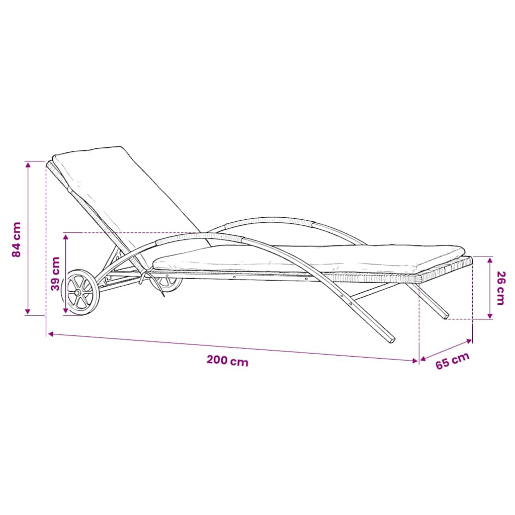 Sun Lounger with Cushion & Wheels Poly Rattan Anthracite