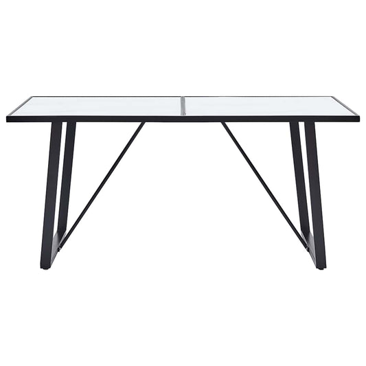 281553 vidaXL Dining Table White 160x80x75 cm Tempered Glass