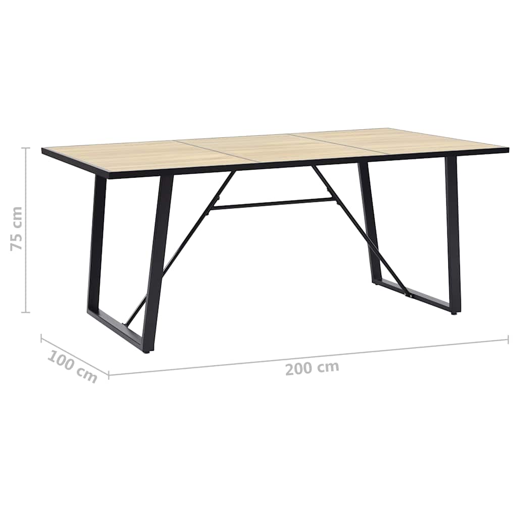Dining Table | Oak tabletop and black frame