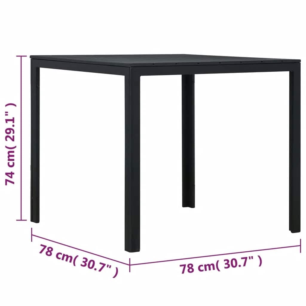 Coffee Table Black 30.7"x30.7"x29.1" HDPE Wood Look