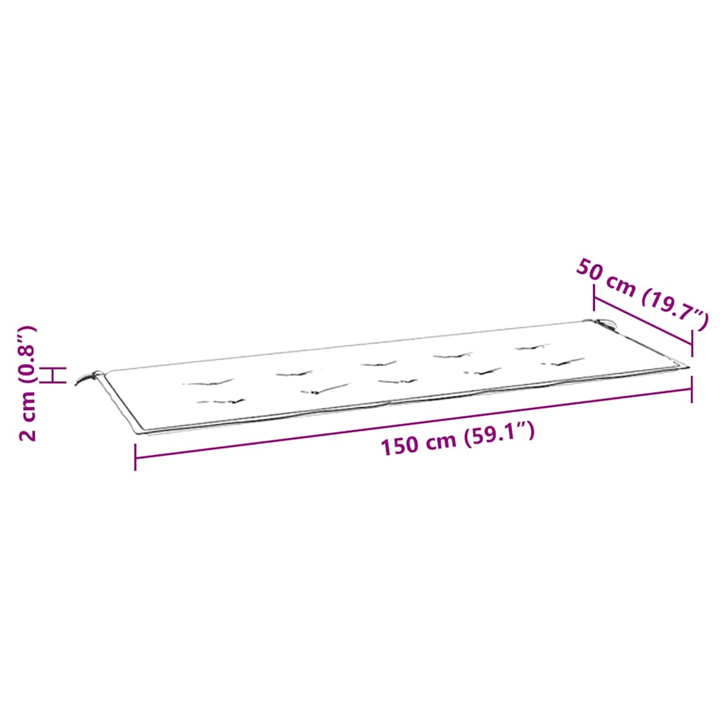 Garden Bench Cushion Beige 59.1"x19.7"x0.8" Oxford Fabric